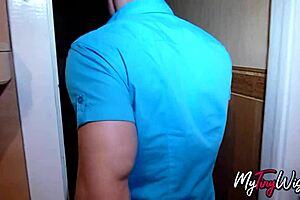 boy convinces gf to try anal sex, riding with small tits and piercing.