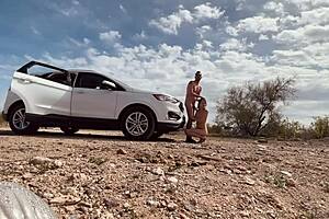 Pulled over in the desert and just went at it with wild sex!
