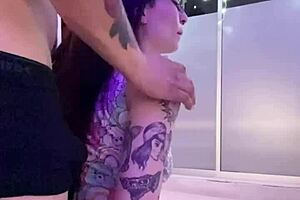 Feeling the passion as the emo punk brunette gets her tight pussy licked by her geek lover