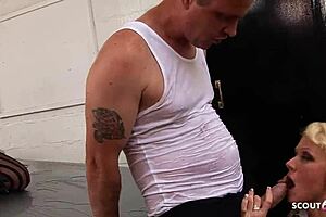 wet and sloppy ffm threesome cfnm sex with two sexy big tits milfs in car