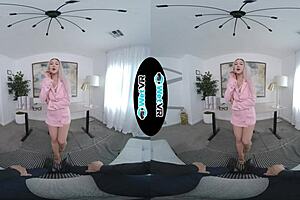 Big tit babe enjoys blowjob and fucking in VR with cumshot.