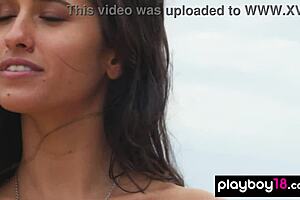 skinny surfer megan bake and russian girlfriend show boobs outdoors?