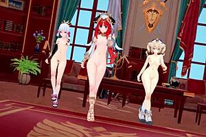 Genshin Impact Mmd Everglow Adios Nilou Ayaka Barbara Dance