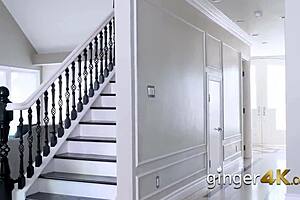 Edyns pussy gets penetrated deeply in doggystyle, redhead babe bent over for teen pornstar action.