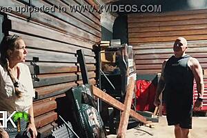 Karen tied up and humiliated with deepthroat and double cock stuffing