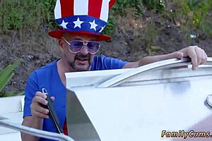 blonde milf with big tits engages in taboo family fun on fourth of july. she explores her mother-in-law role with hardcore intensity.