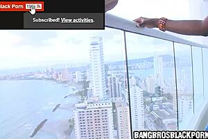 Ebony babe's huge tits bounce in hard fuck