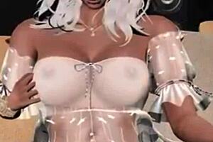 3D Naked Blonde Displays Her Body Suggestively