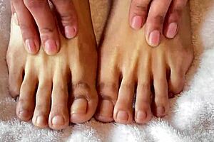 clear nails fetish with asian toes