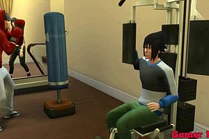 Naruto exercising, Hinata arrives horny, begs for fuck, he cums inside her.