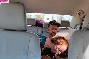 Locked in the car, she receives anal sex from a stranger's big cock.