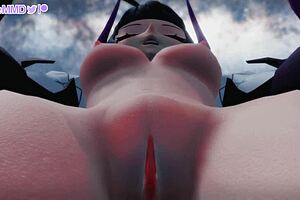 hey, raiden mei totally owns your cock in wild 3d femdom riding action, wow!