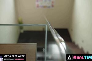 Petite brunette's tight ass gaped