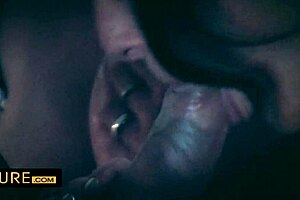 Intense threesome in lingerie shop with bent over doggystyle and riding