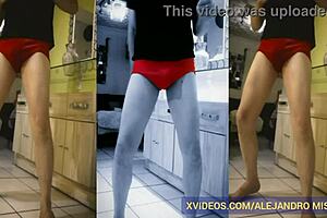 maduro shows his big cock in red briefs for gay exhibitionist fetish with alejandro mistral