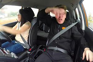 Fake Driving School Busty Blonde Learner Fucks Instructor