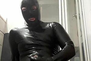 feeling the latex grip during intense gay wanking session