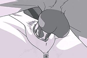 she licks the big cock while fingering herself in this fuzzy lip video