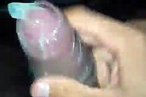 MEXICAN STUD MASTURBATES, FILLING CONDOM WITH ABUNDANT CUM