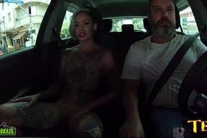 a milf with eyeball tattoo strips naked in car and explains how she entered porn - carona do ted 75 - tata lima