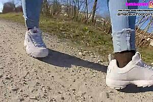 Nylon feet pretty sexy fila disruptor shoeplay nylon feet and crush trample girl plays with her sweaty fila sneakers and shows her stinky wet nylons sweaty stinky fila