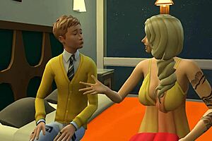 Blonde Step Mom Catching Up Her Masturbating In Front Of The Computer