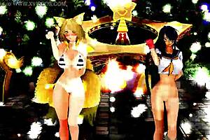 Half-naked girls dance and sing in cartoon