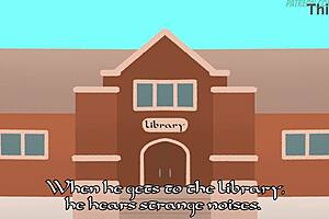 Busty nerd has anal sex in college library