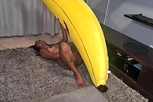 Tattooed Desi Slut Riding Big Banana Close Ups