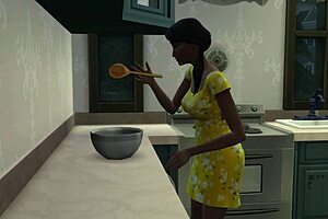 Ebony Step Mom Sucks Young Cock in Taboo MILF Scene