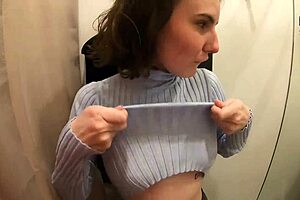 intense public blowjob in fitting room with darcy dark