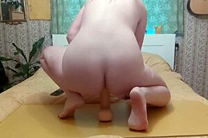 Riding Giant Dildo Rough