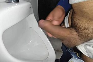 Watch that hard cock in shopping bathroom bareback?