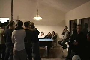 Teen coed slut rides hard dick at the college fuck fest outdoors