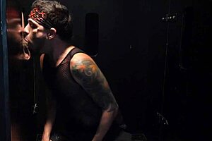 Straight guy discovers the thrill at the glory hole with a huge cock.