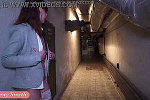 Naked jeny smith sneaks through lost corridors, flashing heels and pantyhose in public outdoor reality