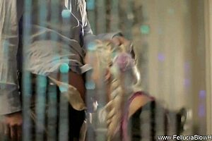 Fellucia gives passionate blowjob with swallow.