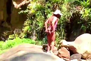lilyan masturbates by river with dildo