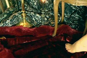 Sheer stockings grip hot long legs in satin magic. New 2017 look drives wild desire!