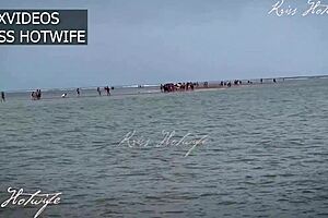 Wife shows big tits and ass in slutty bikini on Porto Seguro beach