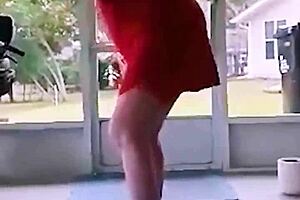 hot mature mommavee visits her step cousin for some naked yoga fun