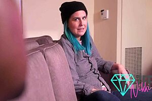 Awkward tomboy with piercings and tattoos rides big black cock in doggystyle before creampie