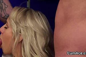 Frisky Kitten Feels Cum Load On Face While Gulping Love Juice