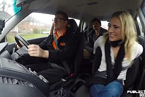 Feel the thrill as American babe bends over in car, riding Brit cock publicly. POV passion ignites.