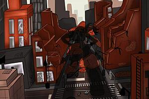 The huge, tall Halloween goddess contrasts with femdom intrigue.