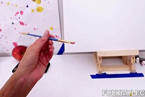 Artistic milf India Summer seduces her nude male model with big tits and ass in high definition reality!