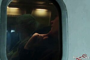 blonde threesome in first class mile high club