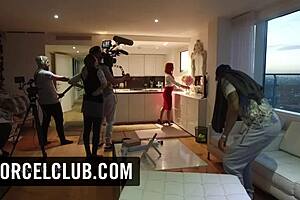 Behind the scenes, Ella indulges her addiction with softcore sex in the backstage area