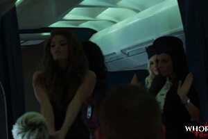 blonde threesome in first class mile high club