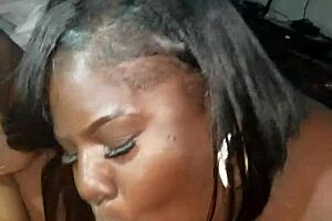 sexy chocolate ebony giving sloppy head